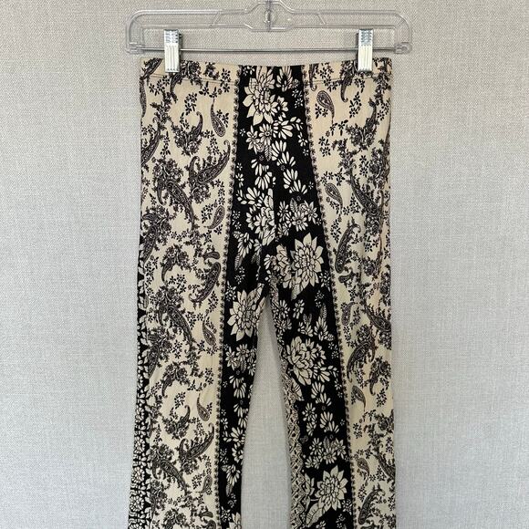 Novella Royale Janis Bell Flare Pants Black Cream Paisley Women’s Size Medium - Picture 5 of 7